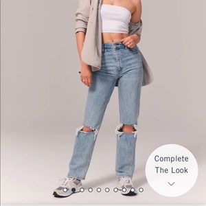 Abercrombie 90s Ultra High Rise Straight Jeans in Light Ripped Medium Wash